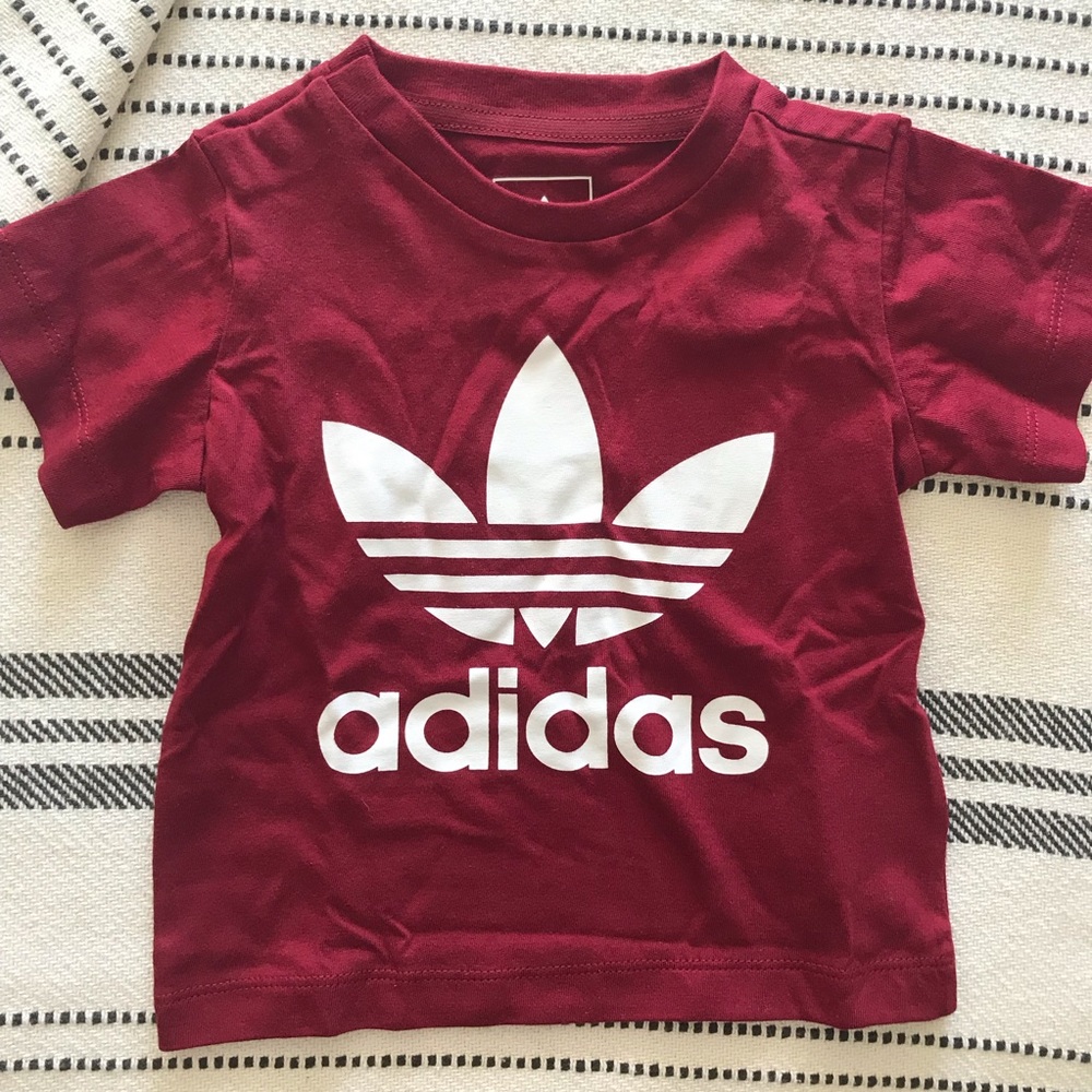 Baby Adidas Burgundy Trefoil Shirt